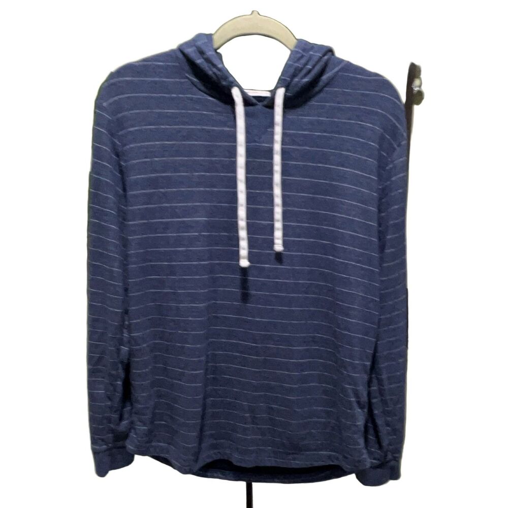 Marine Layer Striped Hoodie Men's Blue M Pullover Breathable Stretch
